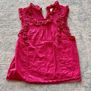 Anthropologie Maeve Vibrant Pink Eyelet Sleeveless Top
